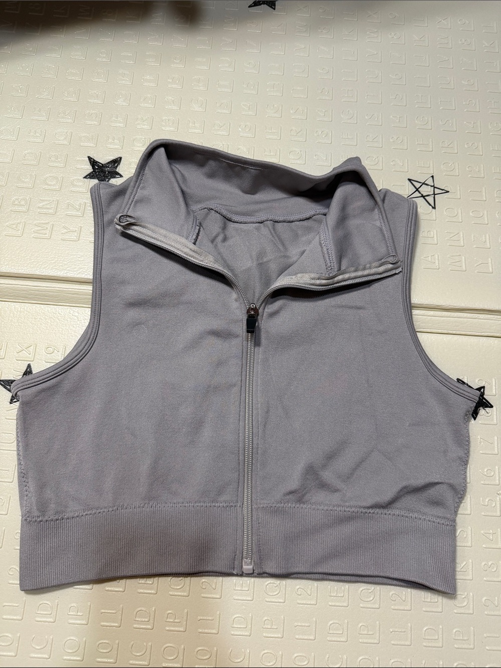 Gray Sleeveless Zip Crop Vest